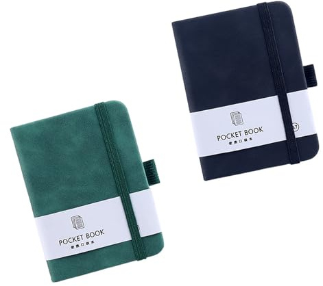 Yeenano Notizblock a7,2 Pcs Portable A7 Notebook Small Notebooks Pocket Size Mini Small Notepad Notizbücher mit 200 Seiten für Schule Arbeit Reisen (Schwarz + Grün)