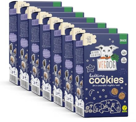 VEGDOG Bedtime Cookies hypoallergener Snack für Hunde (7 x 400 g) | natürlich entspannend mit Kamille für erholsamen Schlaf | Hundekekse für Allergiker mit Kartoffelmehl und Bierhefe