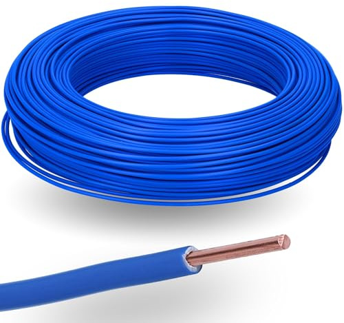 Kalitec 100 m H07V-U 1x1,5 mm² Blau - Starre PVC Einzelader 450/750 V | Eindrähtige Verdrahtungsleitung für Schaltschrank, Maschinen und Leuchten - Flammwidrige Aderleitung mit HAR-Prüfzeichen