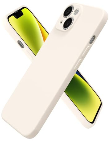 oakxco for iPhone 14 Case Silicone, Ultra Slim Thin Phone Case for Women Girls, Plain Solid Color Minimalist Aesthetic Cute Girly Design, Soft Rubber Gel TPU with Camera Cover Protection, Beige Stone
