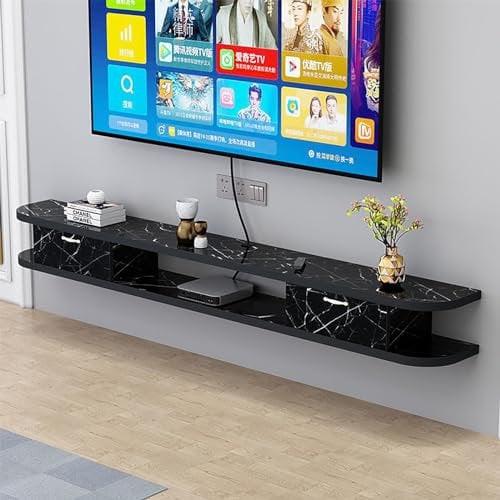 JKJZSALJ Meuble TV Mural Flottant, Étagères Flottantes sous Le Téléviseur, Console Multimédia Moderne, Grand Meuble De Rangement pour Téléviseur, Noir, 100 Cm