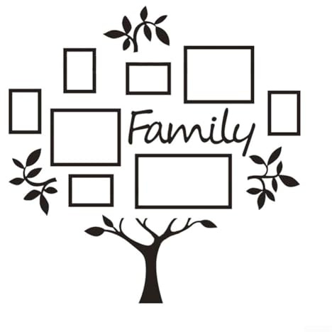 Cornice da parete per albero genealogico in acrilico nero, grande espositore per foto con più slot per foto, elegante decorazione per matrimoni e decorazioni per la casa della natura, 117 x 119 cm