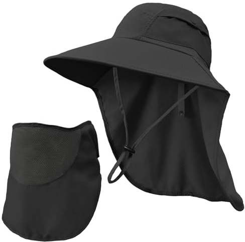 Rosoz Fischerhut UPF 50+ Safari Kleidung Herren Abnehmbare Gesichtsbedeckung Breiter Rand Wanderhut Damen Anglerhut Herren