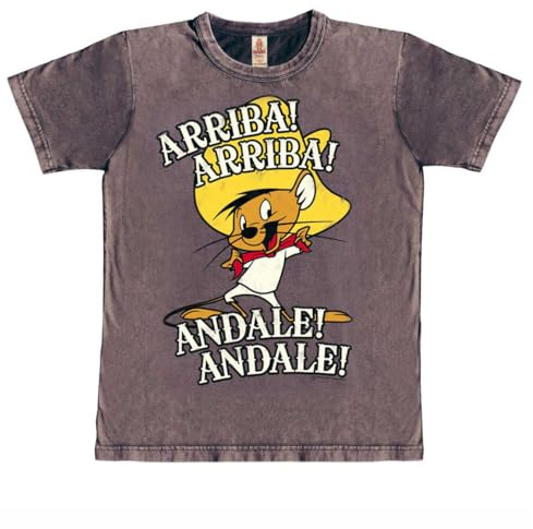 Logoshirt® Looney Tunes Arriba Andale T-Shirt Damen & Herren | Offiziell lizenziertes Looney Tunes-Merch, Speedy Gonzales-Motiv, 100% Baumwolle, hochwertiger Frontprint, für Cartoon-Fans