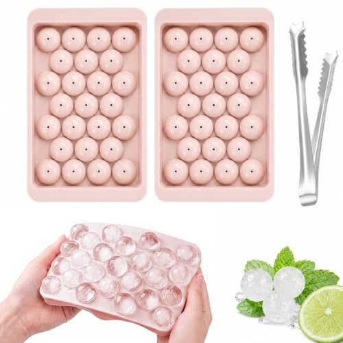 Eiswürfelform Kugel, 2 Silikon Eiswürfelform Mit 1 Eiswürfel Zange, Mini Eiswürfelform Rund,33 Kugeln, Platzsparende Eiswürfelform Mit Einfacher Handhabung,sauber und hygienisch