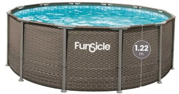 FUNSICLE Piscine Tubulaire Ronde Oasis à Hublot - avec Épurateur - Échelle de Sécurité - Bâche de Protection - Tapis de Sol e