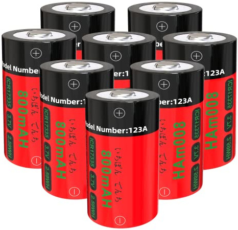 Yofraro 8-Pack 123A Battery ICR17335 Ni-MH Batteries Rechargeable for Arlo VMS3130 VMC3030 VMK3200 VMS3330 3430 3530 Cameras, Alarm System, Flashlight