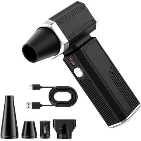 Air Duster with Replacement Nozzle Dry Blower for Keyboard Outdoor Car Home Removal 130000RPM Electric Air Duster Cordless Blower