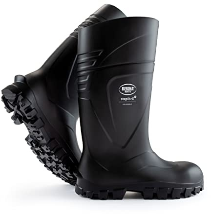 Bekina Steplite X S5 Robuste Sicherheitsstiefel für Herren und Damen, rutschfest, Weite Passform, Arbeitsstiefel für die Bauwirtschaft, Chemikalienbeständig, bis -30 Grad, schwarz, EU 45