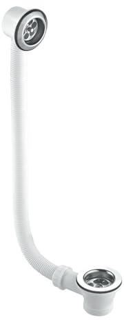 McAlpine FBW2P SS Grating Bath Combined Waste and Overflow Connector, White