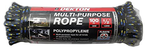 DEKTON 1/2 x 100FT Multipurpose Rope | Heavy Duty, Rot & Tear-Resistant | Ideal for General Use | Versatile Rope for Outdoor, DIY Projects, and More | Durable Construction for Reliable Performance