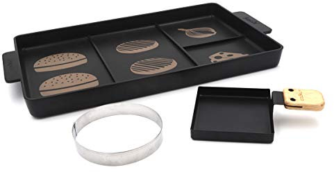 COOKUT - Grill Burger Chef - pour préparer de délicieux Burgers Maison - Jusqu'à 3 Burgers en 5 Minutes - Facilement Lavable - Compatible Tous Feux et même Barbecue, Noir