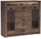 Mirjan24 Barschrank Indiano I-08 mit 3 schubladen, Barkommode, Highboard, Getrönkeschrank, Schrank mit Getränkefach (Esche Dunkel, ohne Beleuchtung)