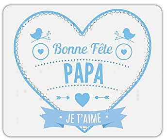 Mygoodprice Tapis de Souris Bonne fête Papa Coeur Bleu