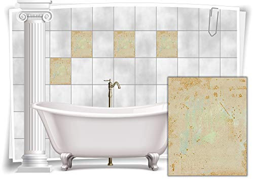 Medianlux Fliesenaufkleber Fliesen Aufkleber Vintage Nostalgie Retro Shabby Chic Rosa Gold Küche Bad WC Deko, 12 Stück, 20x25cm m14m89h-75818