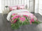 ABAKUHAUS Blume Tagesdecke Set, Spring Season Rosen Knospen, Set mit Kissenbezügen Weicher Stoff, für Doppelbetten 264 x 220 cm, Grün Rosa