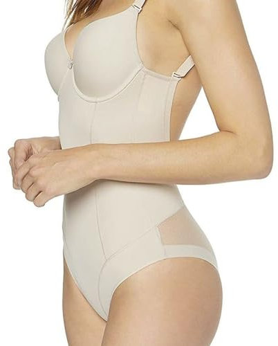 Selene, Body Donna Modellante Schiena Scoperta, con Ferretto, Coppe Imbottite e Spalline Regolabili, Collezione Giorgia, Colore Terra, Coppa 5 B