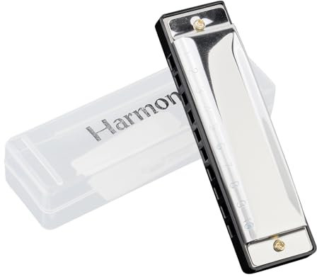 OriGlam Major Blues Mundharmonika mit 10 Löchern, C-Dur, für Kinder und Erwachsene, für Anfänger, mit Hartschalenkoffer, geeignet für Blues, Folk, Jazz und Pop