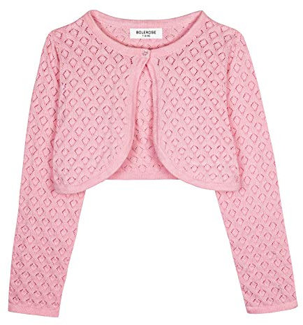 Bolerose Ragazze Manica Lunga Bolero in Maglia a Punta Bambini Cardigan (Rosa, 11-12 Anni)