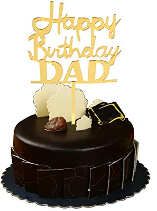 Tortenaufsatz Happy Birthday Dad für Vatergeburtstag, Best Dad Ever Cake Party Dekorationen Gold Glitter