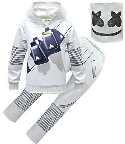 dgfstmd Bambini Tute DJ Smiley Maschera Faccia Divertente Halloween Cosplay Costume Set