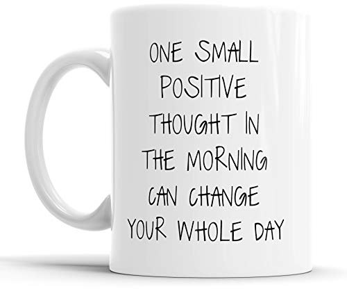 Faithful Prints One Small Positive Thought in The Morning Mug Inspirational Gift Cup Birthday Christmas, Ceramic Mugs