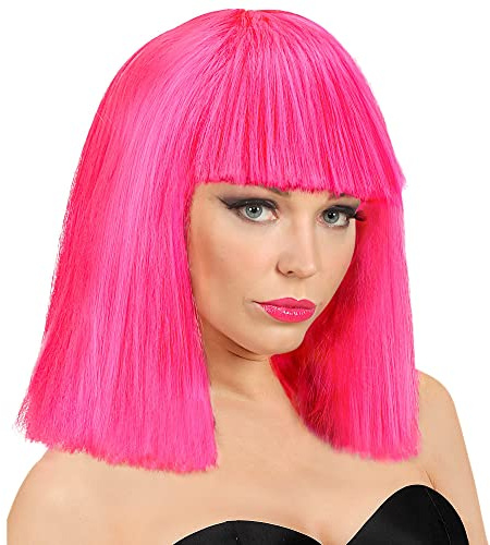 W WIDMANN MILANO Party Fashion - Perücke Showgirl | Long Bob mit Pony, leuchtet unter UV-Licht, für Karneval, Halloween und Festivals