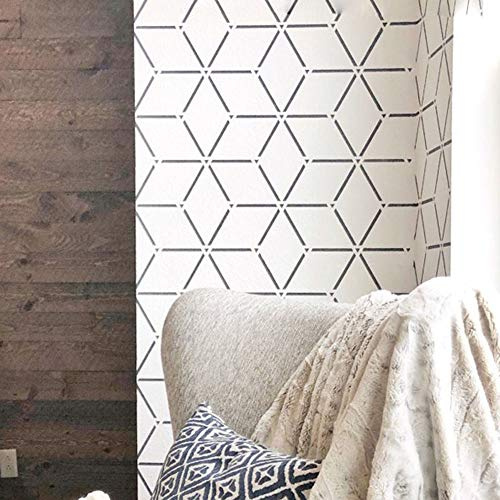 STENCILIT® Rhombus Pochoirs Muraux Réutilisables - Lot de 2 Pochoirs 42 x 81 cm, Motifs Géométriques pour Peinture Décorative Murale, Pochoirs Scandinaves Modernes