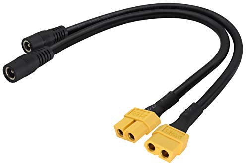 AAOTOKK XT60 auf DC Adapterkabel XT60 Kugelkopf Stecker auf DC 5.5X2.5mm Weiblich Adapterkabel,Passend für TS100 Lötkolben,FPV Display Strom und Drohnen Netzkabel.(2-Stücke/30cm)