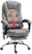 Vinsetto Office Chair with 6 Point Massage and Back Heat, Microfiber Desk Chair with Footrest Adjustable Height and Swivel Wheels, Back Reclining, Grey