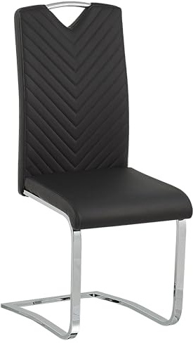 Beliani Moderner Freischwinger Stuhl 2er Set in Schwarz aus Kunstleder mit Griff Picknes