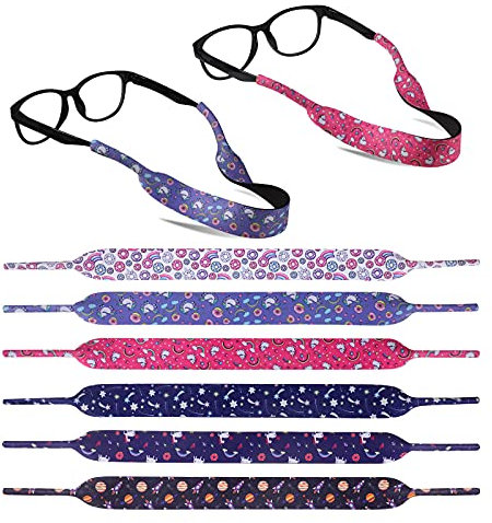 Hifot 6 Stück Brillenband Kinder, Neoprene Sportbrillenband Sonnenbrille Brillenbänder Anti-Rutsch Brillen Bband Schwimmfähig für Kinder
