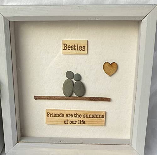 Pebble Art Gift, Best Friend - Bestie Box Framed Picture Ideal Present Idea.