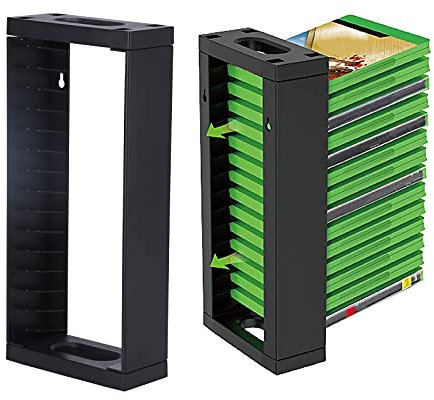 Topiky Game Disc Storage Rack, Small Wall‑Mounted CD DVD Video Game Organizer Stand for PS5 for for Box one S/one X/Series S, Holds 14 Standard CD