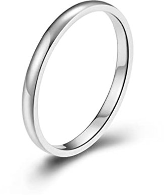 Banemi Männer Ring Breit, Hochzeitstag Schmuck Herren Edelstahl 2 mm Einfach Unisex Männer Jubiläumsgeschenke Freund Größe 45 (14.3)