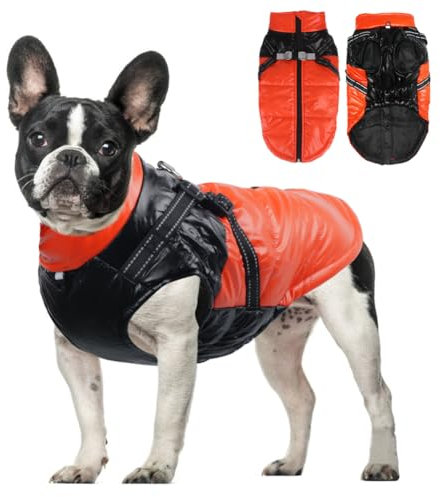 FEimaX Hundemantel Wasserdicht Warme Hundejacke Winter Haustier Jacke Winddichte Welpenweste mit Reflektierende Verstellbare Geschirr für Kleine Mittelgroße Hunde