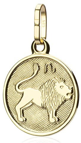 NKlaus Kettenanhänger kleines Sternzeichen Löwe 585 Gold 12,3mm Glanz Horoskop Zodiak 9574