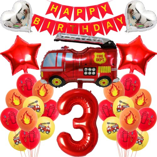 Feuerwehr Geburtstag Deko 3 Jahre Junge Kindergeburtstag Feuerwehrauto Deko Junge Geburtstagsdeko Feuerwehr Deko 3. Geburtstag Junge Feuerwehrauto Ballons Deko Feuerwehr Kindergeburtstag 3 Geburtstag