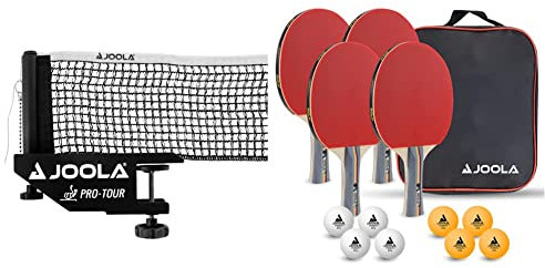 JOOLA Unisex – Erwachsene Post-Set Pro Tour Tischtennisnetz, Schwarz, 152cm & Unisex – Erwachsene Tisch Tennis-Set-54825 Tennis-Set, mehrfarbik, One Size