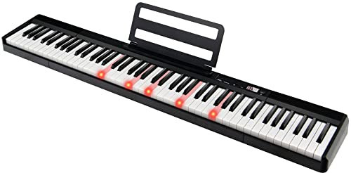 GOPLUS Clavier Électronique avec 88 Touches, Piano Numérique avec Sac de Rangement et Pupitre, Clé de Super Combinaison, Stéréo à 2 Canaux, Affichage Numérique et Éclairage LED du Clavier