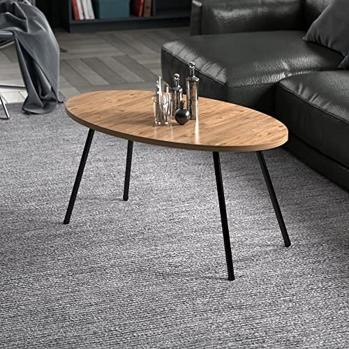 [en.casa] Couchtisch Skærbæk Beistelltisch 43 x 90 x 50 cm Kaffeetisch aus Spanplatte und Metall Sofatisch für Wohnzimmer Schlafzimmer Holzfarben