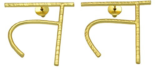 DeKulture Hindi Alphabet T Hand Beaten Brass Stud Earring Jewelry For Women