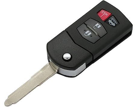 BROVACS Replacement Key Shell Compatible with MAZDA 4 Button Keyless Entry Flip Remote Key Case Fob 3+1 BTN PG536D