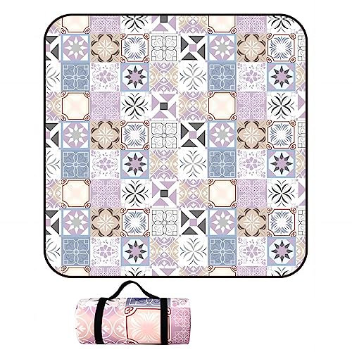 EUPXRHY Picknickdecke Wasserdicht, XXL Tragbare Piknikdecken, Picknickdecke Alubeschichtet Isoliert Waschbar, Dicke Picknickdecke Gepolstert für Camping, Picknick, Wandern, BBQ,A,200x200cm