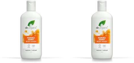 Dr Organic Manuka Honey Body Wash, Shower Gel, Dry Skin, Mens, Womens, Natural, Vegetarian, Cruelty-Free, Paraben & SLS-Free, Certified Organic, 250ml, Packaging may vary (Packung mit 2)