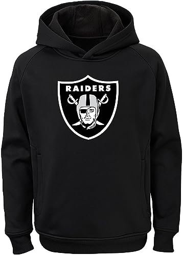 Outerstuff NFL Kapuzenpullover für Kinder, Jugendliche 8–20, offizielle Team-Farbe, Polyester, Performance, Fußball, Primär-Logo, Größe 42-44, Las Vegas Raiders schwarz)