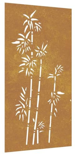 vidaXL Décoration murale jardin 105x55 cm acier corten design bambou, décoration murale extérieure, art mural de jardin, décoration murale en métal
