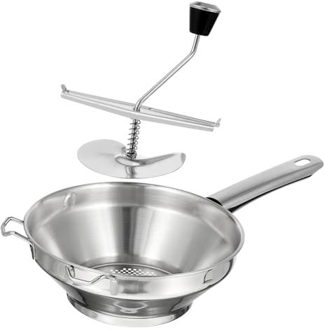 PRETYZOOM Manual Potato Press Baby Food Stainless Steel Food Mill Rotary Food Mill Vegetable Strainer Potato Masher for Tomato Sauce Applesauce Puree Mashed Potatoes Jams Potato Mashers