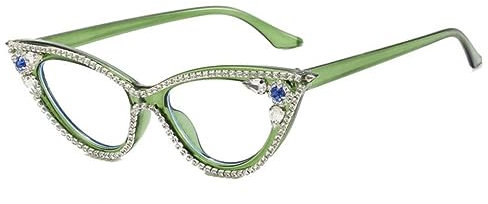 MUTYNE Luxus-Diamant-Cat-Eye-Brillengestelle, Anti-Blaulicht, optisch, Damenmode, Strass-Brillen, Brillen, Einheitsgröße