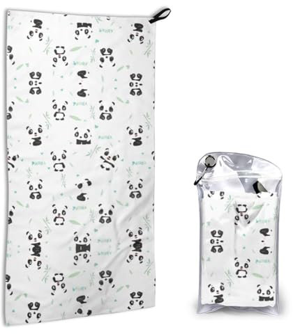 Panda Bamboo Printed Super Absorbent Face Cloth Microfiber Travel Sports Towels Quick Dry, Compact, Lightweight 40x80cm